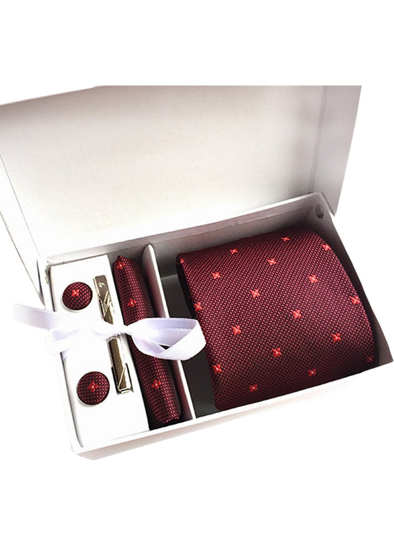 6 PCS Men's Premium Tie Gift Box Tie Pocket Square Fashionable Stylish Tie Clip Cufflinks Set