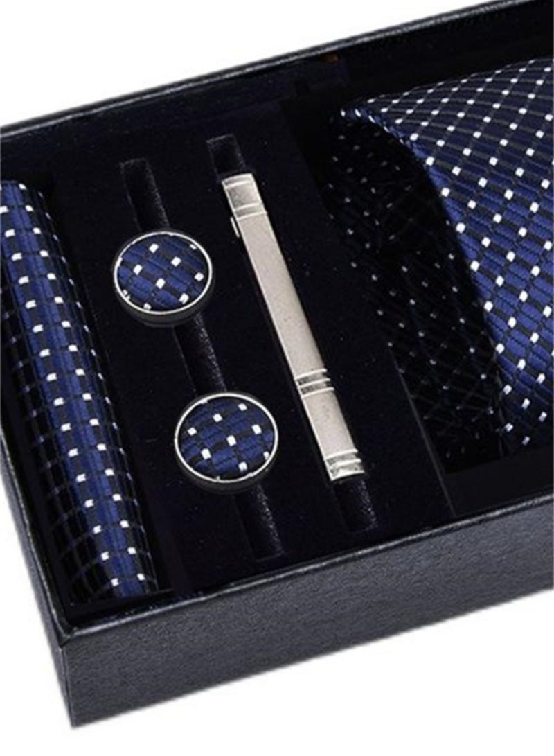 5 Pcs Men's Tie Square Scarf Cufflinks Tie Clip Business Men's Trendy Suit