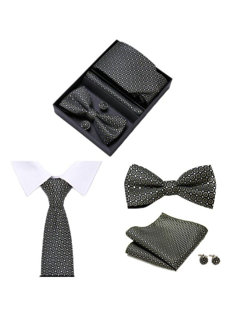 5 pcs high-end tie for men business professional formal tie bow tie cufflinks square scarf fashion accessories gift box