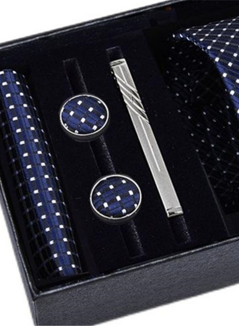 5 Pcs Men's Tie Square Scarf Cufflinks Tie Clip Business Men's Trendy Suit