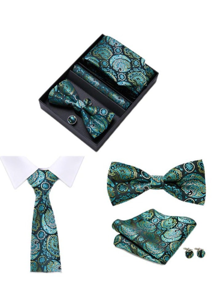 5 pcs high-end tie for men business professional formal tie bow tie cufflinks square scarf fashion accessories gift box