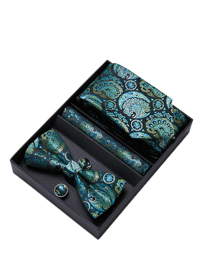 5 pcs high-end tie for men business professional formal tie bow tie cufflinks square scarf fashion accessories gift box