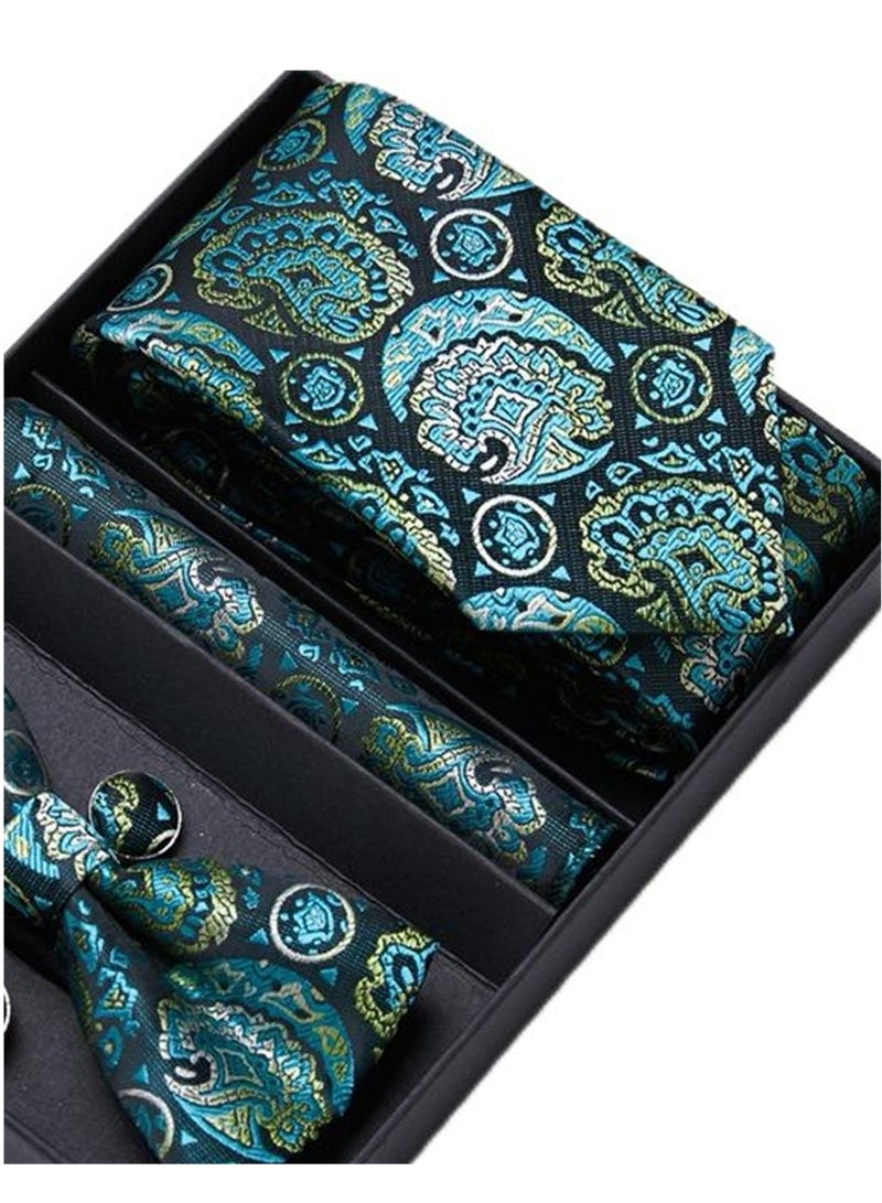 5 pcs high-end tie for men business professional formal tie bow tie cufflinks square scarf fashion accessories gift box