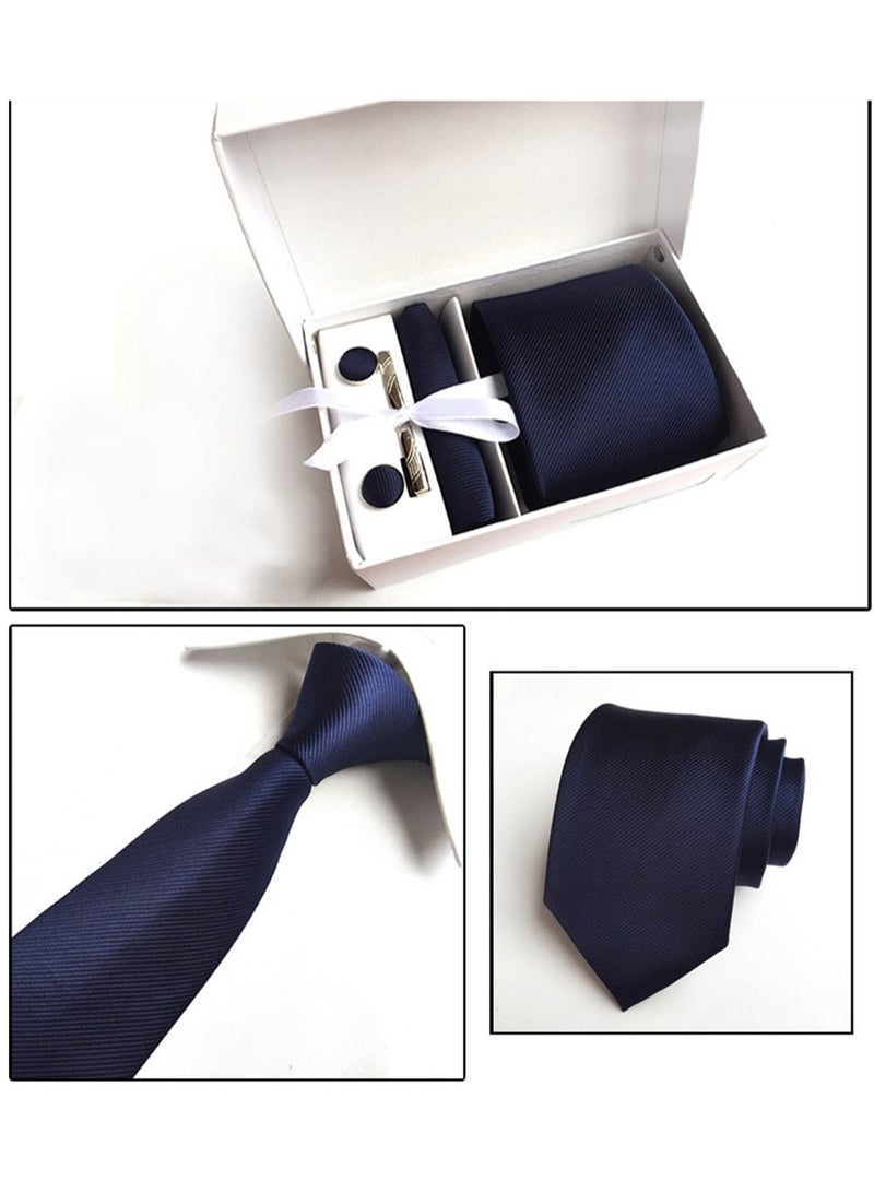 6 PCS Men's Premium Tie Gift Box Tie Pocket Square Fashionable Stylish Tie Clip Cufflinks Set
