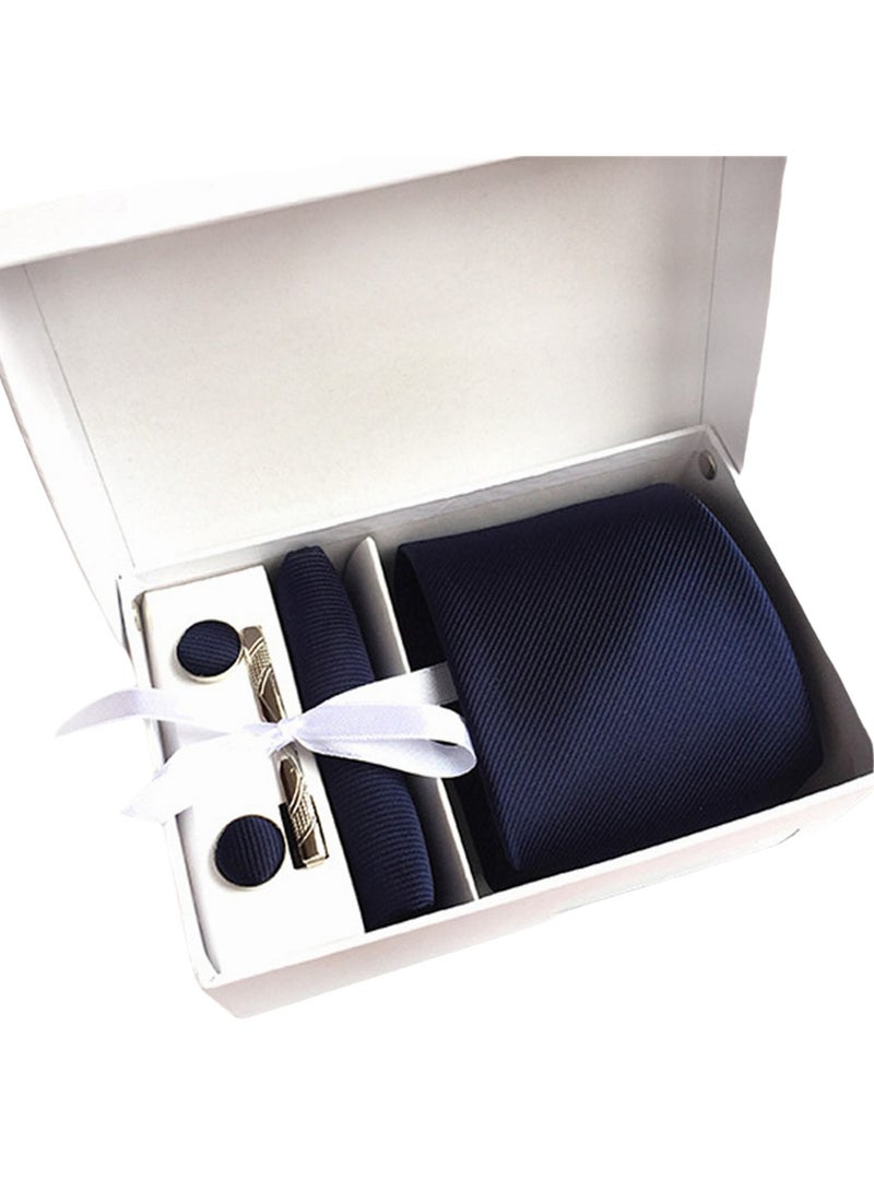 6 PCS Men's Premium Tie Gift Box Tie Pocket Square Fashionable Stylish Tie Clip Cufflinks Set