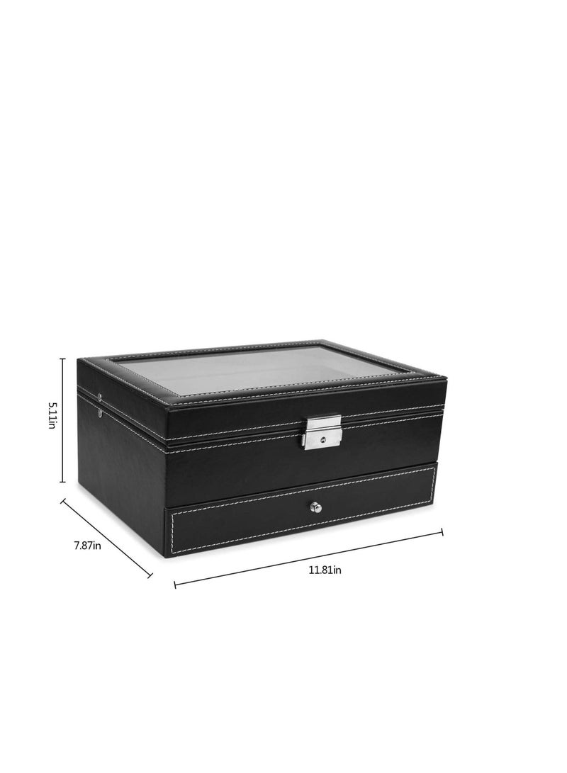 Jewelry Storage Box Double Layer With Drawer Case For Watch Jewelry