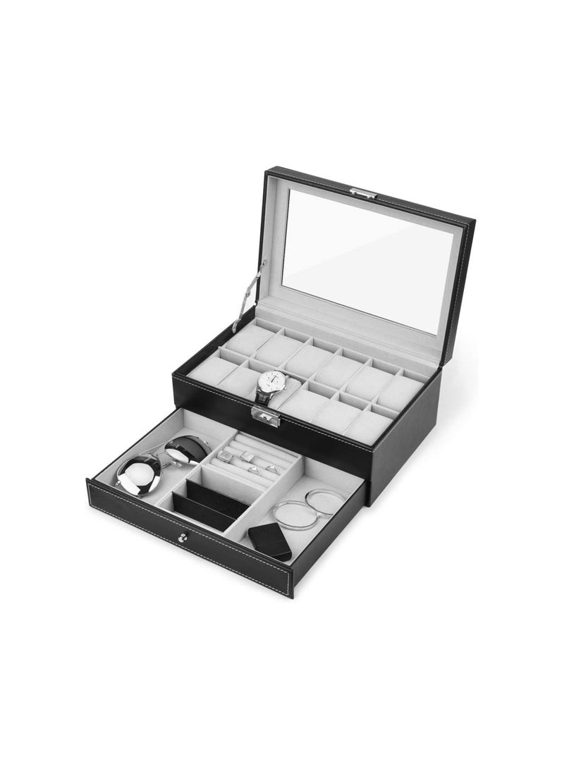 Jewelry Storage Box Double Layer With Drawer Case For Watch Jewelry