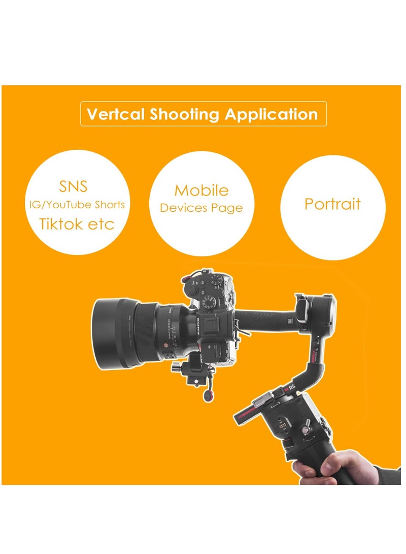 RS3 Vertical Camera Mount, Robust Portrait Mounting Solution Compatible With DJI RS 2 RS 3 RS3 PRO For IG YouTube Shorts Tiktok Video Extended Vertical Shooting, Camera Stabilizer