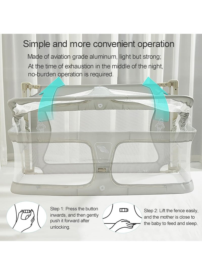 3 in 1 Baby Bedside Sleeper Co Sleeper, Portable Crib, Breathable Mesh Window, Washable Liner, Sturdy Aluminum Alloy