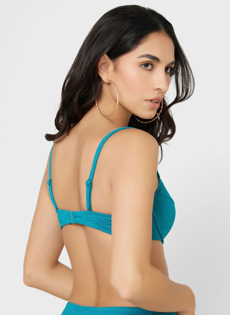 Plunge Neck Tie Detail Bra