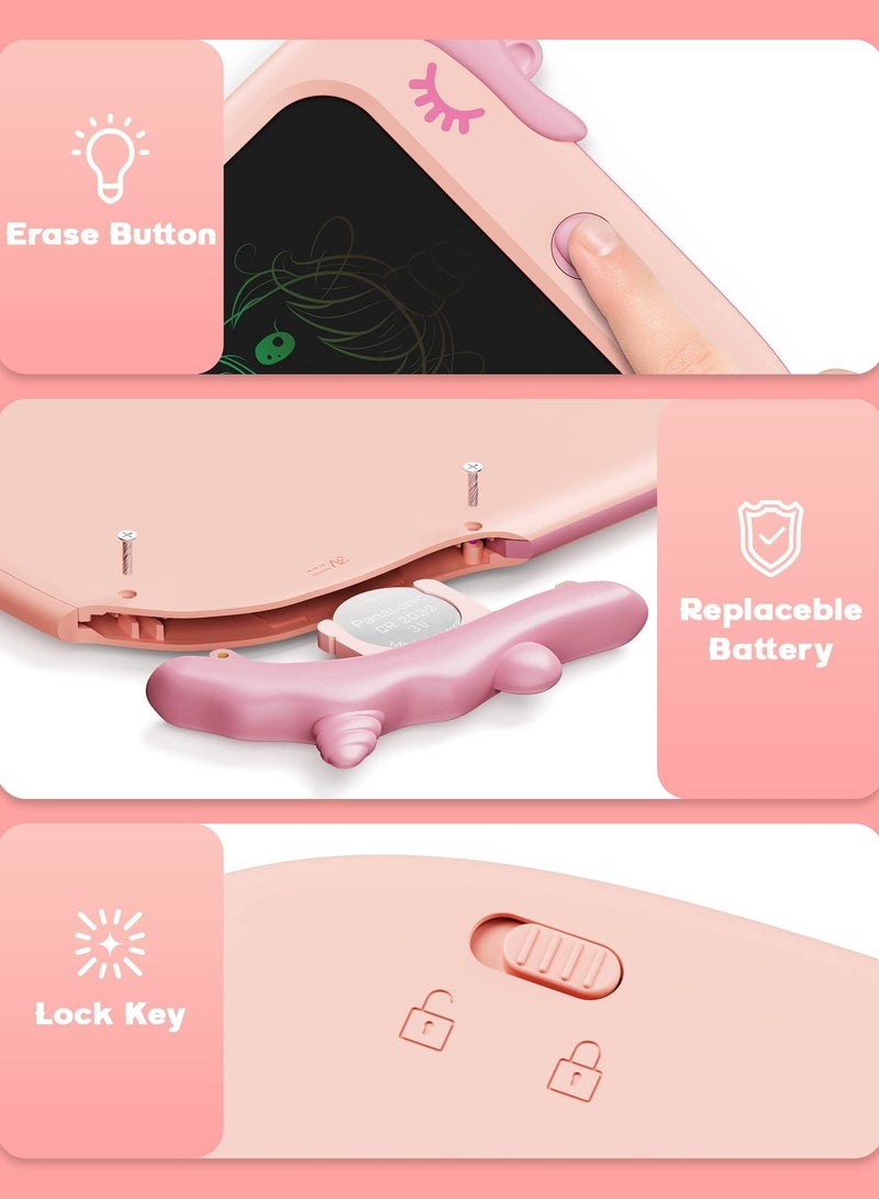 Colourful LCD Writing Tablet for Kids 10 Inch Erasable Writing Tablet with Lock Function Kids Drawing Pad for Painting Drawing for 3 4 5 6 7 8 Year Old Girls Boys