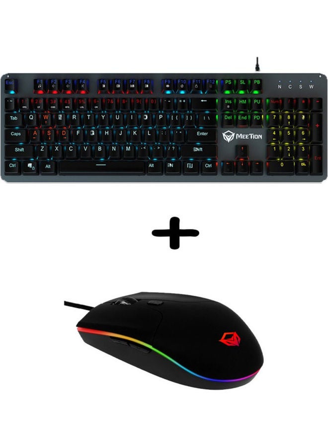 Mechanical Gaming Keyboard And RGB Polychrome Optical Gaming Mouse Set Black