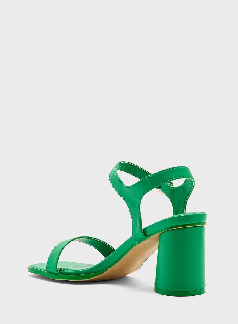 Ankle Strap Mid Block Heel Sandal