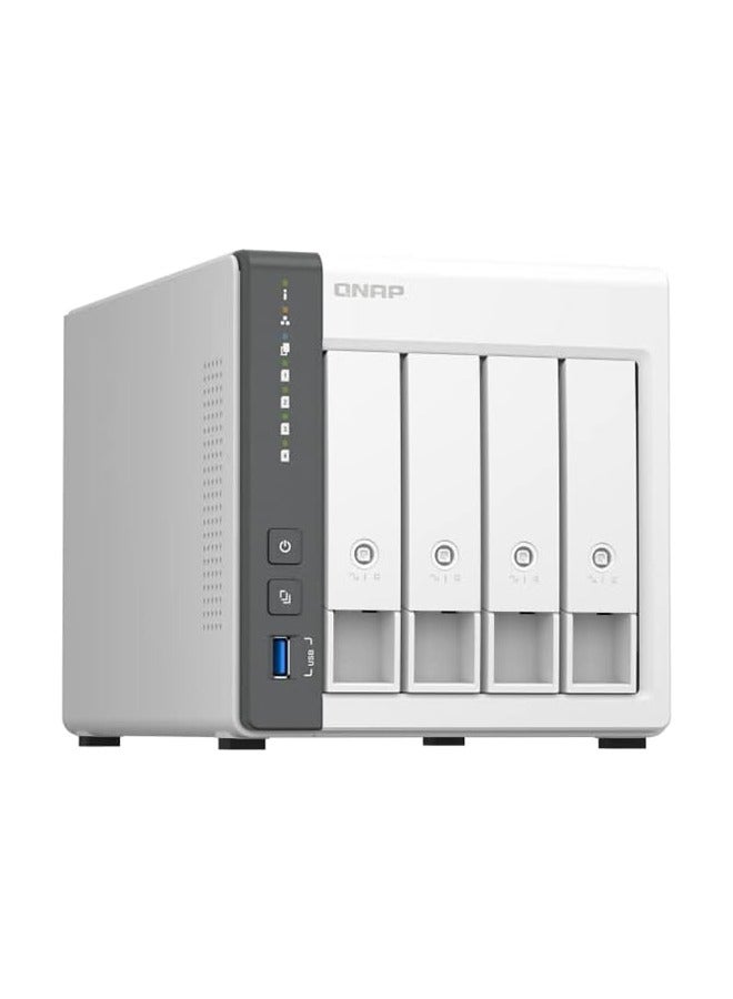 QNAP TS-433 4 Bay NAS, ARM 4-core Cortex-A55 2.0GHz Processor, 4 GB RAM, 4x 3.5-inch SATA 6Gb/s, 3Gb/s, 5 Gigabit Ethernet Port, 90W Power Supply, (NO HDD) White | TS-433-4G-US