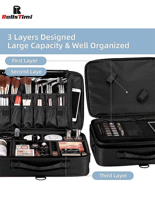 Makeup Bag Organizer, Travel Makeup Bag, Adjustable Divider