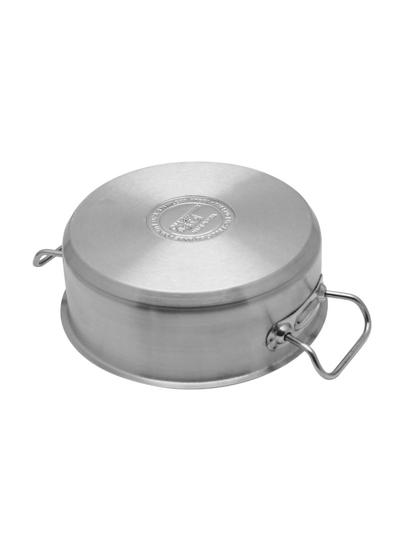 Steel Low Casserole Low Cooking Pot With Lid And Double Handle 20Cm