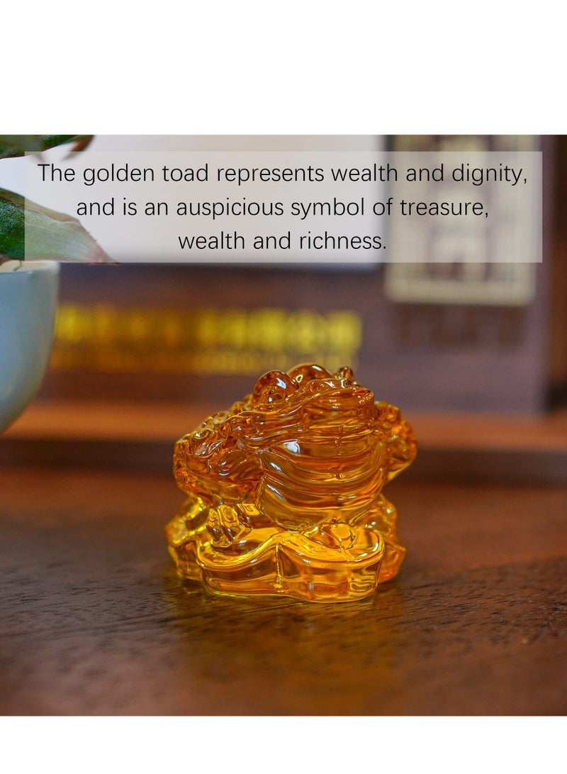 2.4inch Crystal Glass Golden Toad Figurine,Bring Wealth and Prosperity for Feng Shui, Home, and Office Decor,Lucky Gift