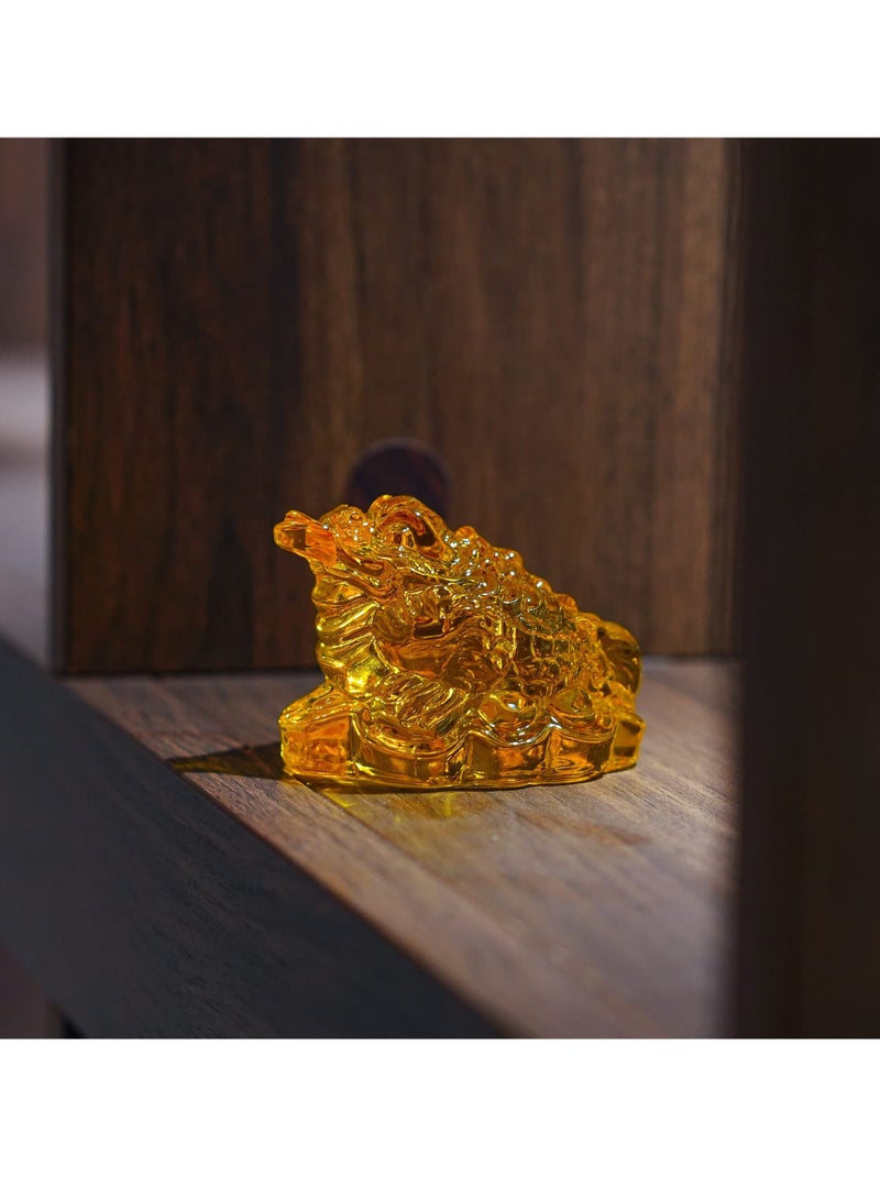 2.4inch Crystal Glass Golden Toad Figurine,Bring Wealth and Prosperity for Feng Shui, Home, and Office Decor,Lucky Gift