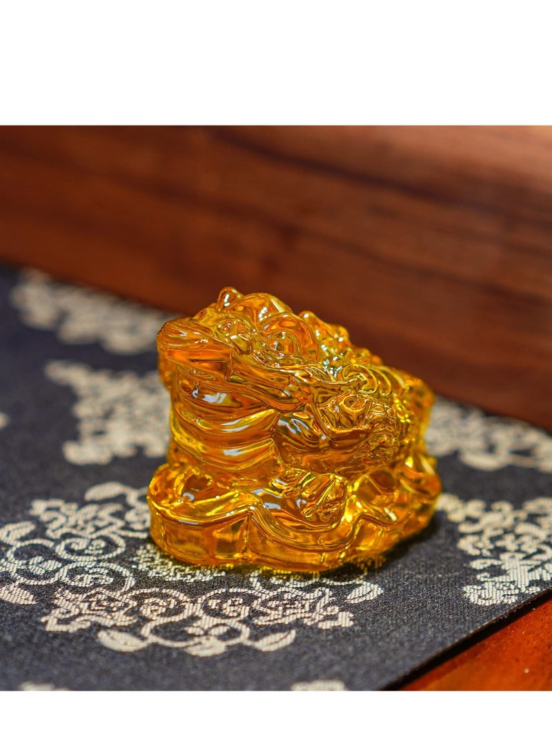 2.4inch Crystal Glass Golden Toad Figurine,Bring Wealth and Prosperity for Feng Shui, Home, and Office Decor,Lucky Gift