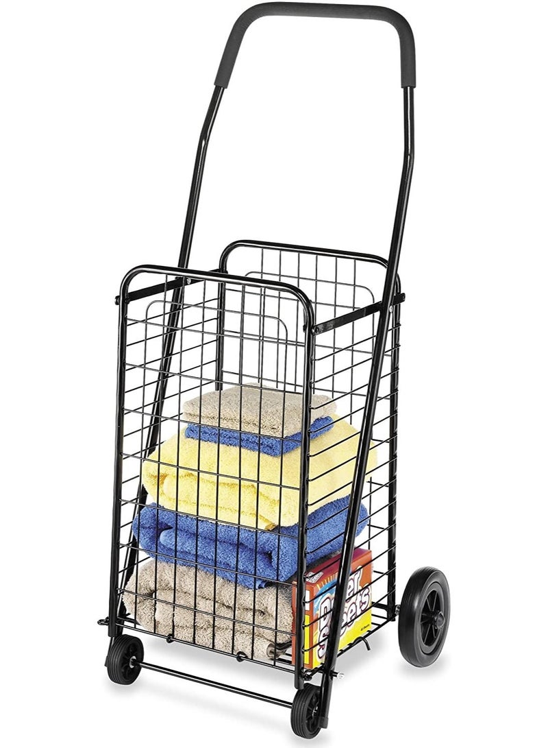 Portable Shopping Trolley with Folding Wheels, Folding Grocery Storage Cart, Daily Hand Carry Cart