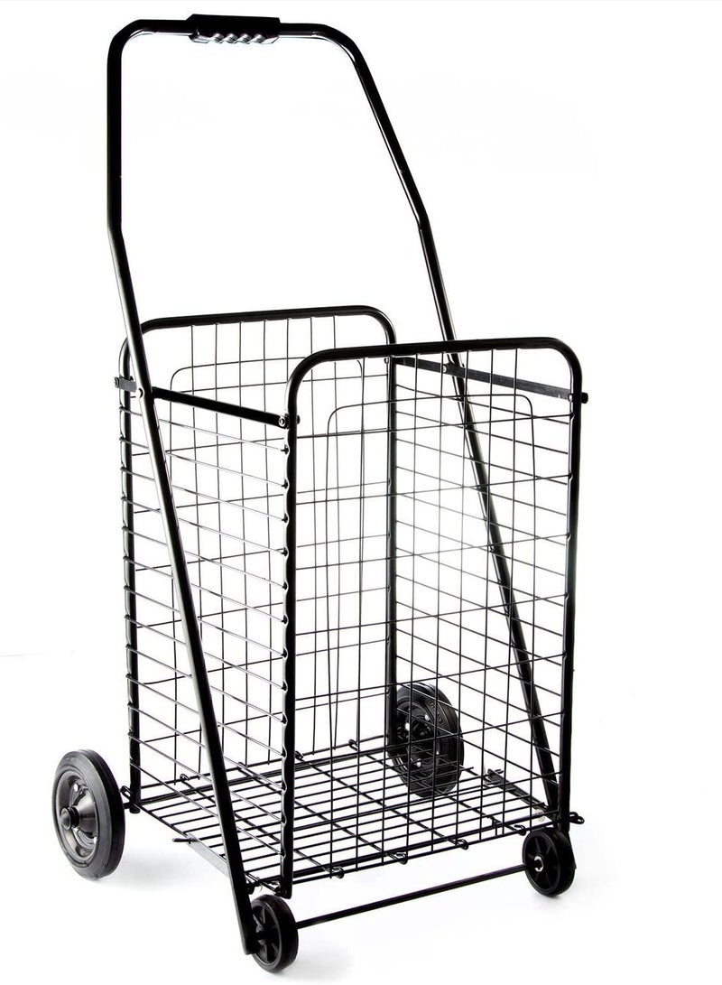 Portable Shopping Trolley with Folding Wheels, Folding Grocery Storage Cart, Daily Hand Carry Cart