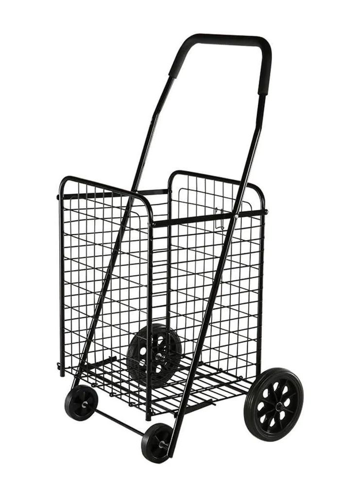 Portable Shopping Trolley with Folding Wheels, Folding Grocery Storage Cart, Daily Hand Carry Cart