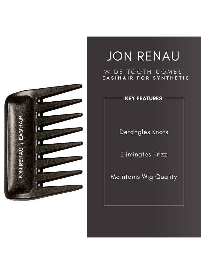 Set Of 2 Wide Tooth Combs By Jon Renau & Easihair For Synthetic Heat Friendly Hd Fiber And Human Hair