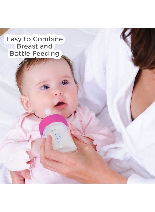 Premium Glass Feeding Bottle With Eazyflow Technology Anticolic Valveanti Slipbpafree Baby Feeding Bottle For Babies & Toddlers(Pink 240Ml Pack Of 2)