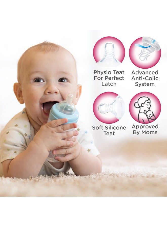 Premium Glass Feeding Bottle With Eazyflow Technology Anticolic Valveanti Slipbpafree Baby Feeding Bottle For Babies & Toddlers(Pink 240Ml Pack Of 2)