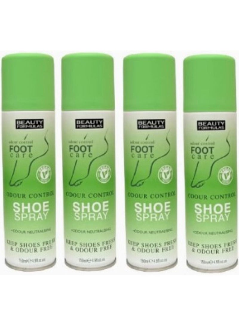 4 Pack Odor Control Shoe Spray 150ml