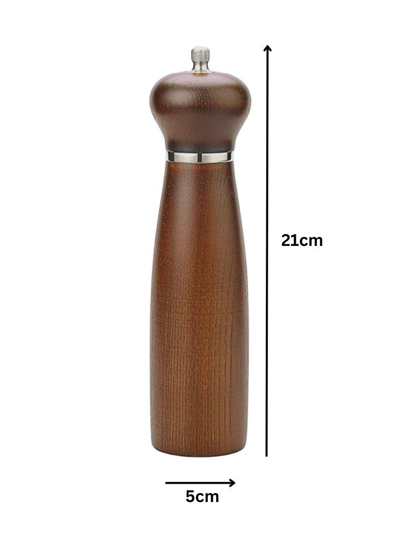 Liying Wooden Salt and Pepper Mills, 2 Piece Set with Holder, Manual Grinder, Adjustable Ceramic and Stainless Rotors, 21cm x 5cm