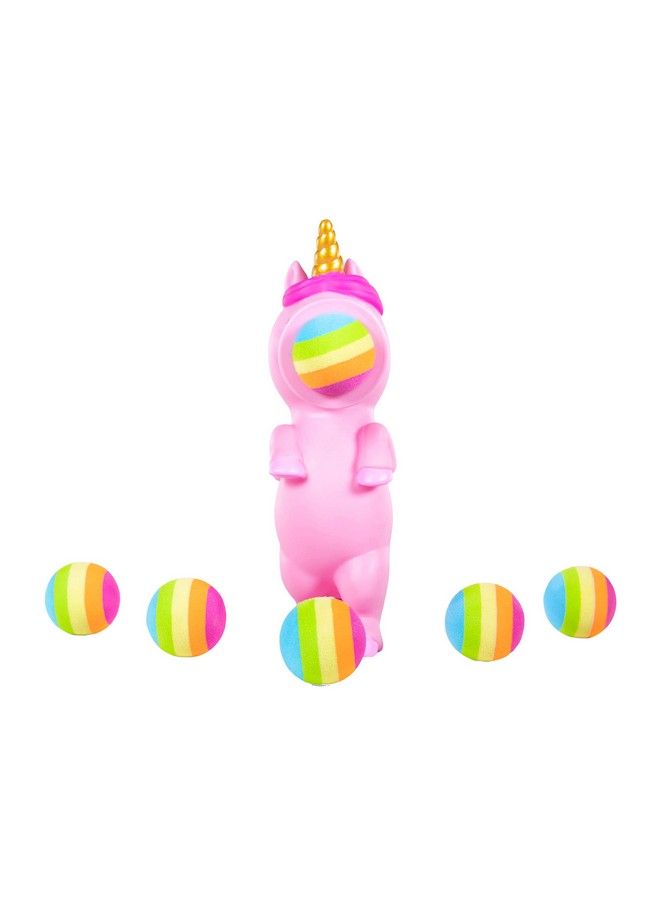 Pink Unicorn Popper Toy Pop Foam Balls Up To 20 Feet 6 Rainbow Balls Included Age 4+