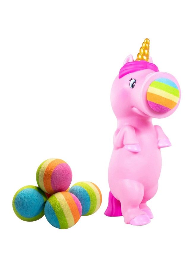 Pink Unicorn Popper Toy Pop Foam Balls Up To 20 Feet 6 Rainbow Balls Included Age 4+