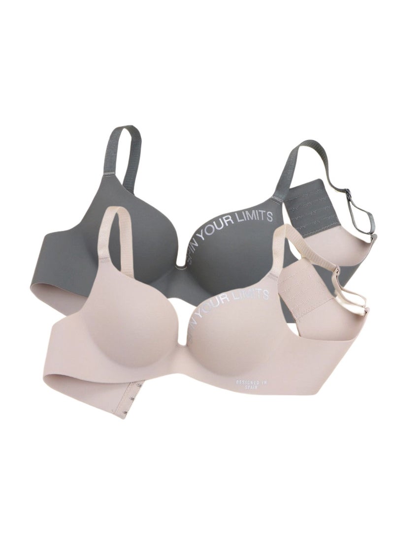 2-Pieces Ladies Seamless Wireless Push Up Bra