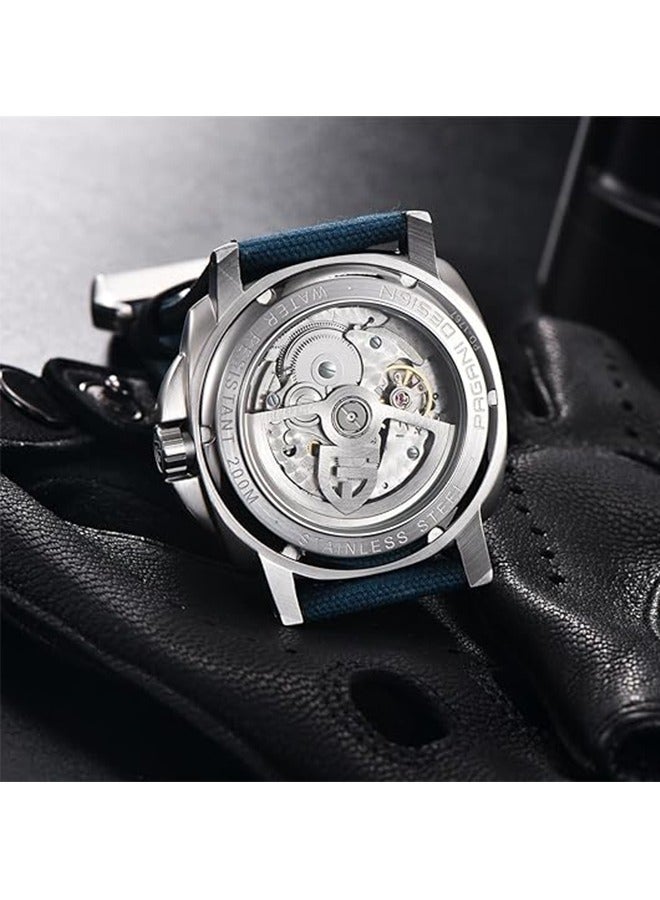 Men's Watch 41MM Stainless Steel Case Sapphire Mirror Luxury Men's Automatic Watch Nylon Strap 200M Waterproof Men's Watch