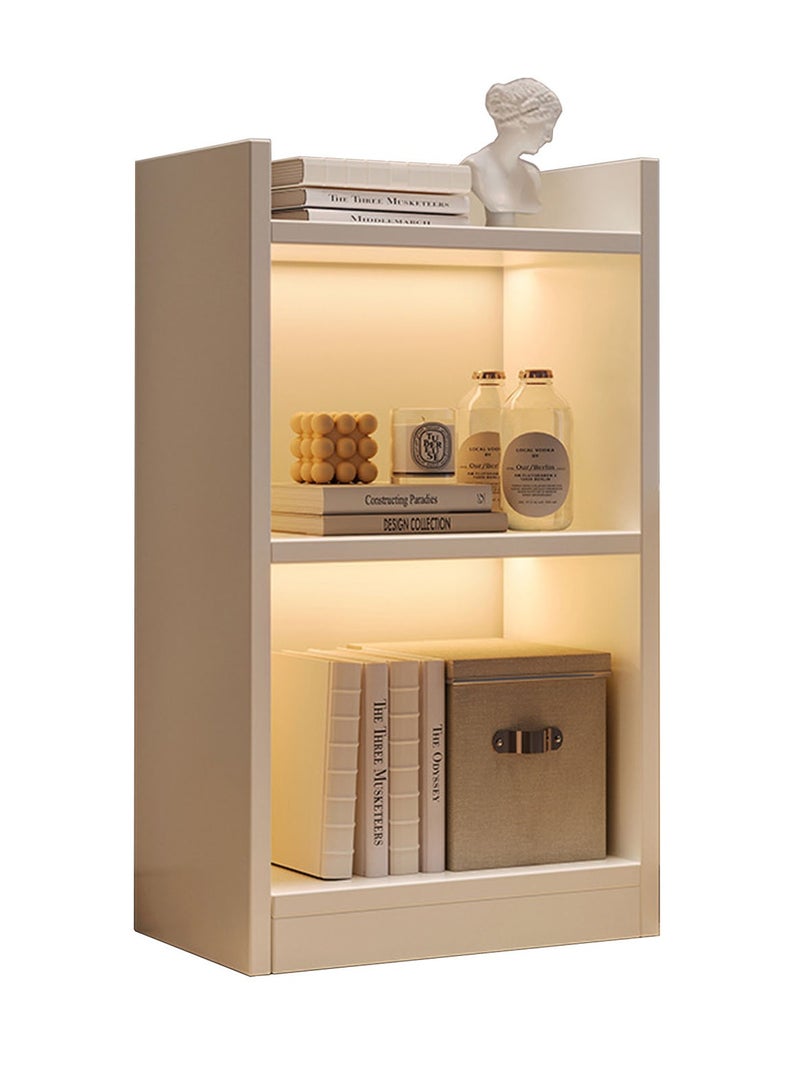 2 Tall Bookcase with Doors Assembled Storage Cabinet, Small Space Floor Display Storage Shelves for Home Office, White