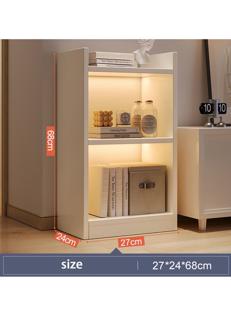 2 Tall Bookcase with Doors Assembled Storage Cabinet, Small Space Floor Display Storage Shelves for Home Office, White