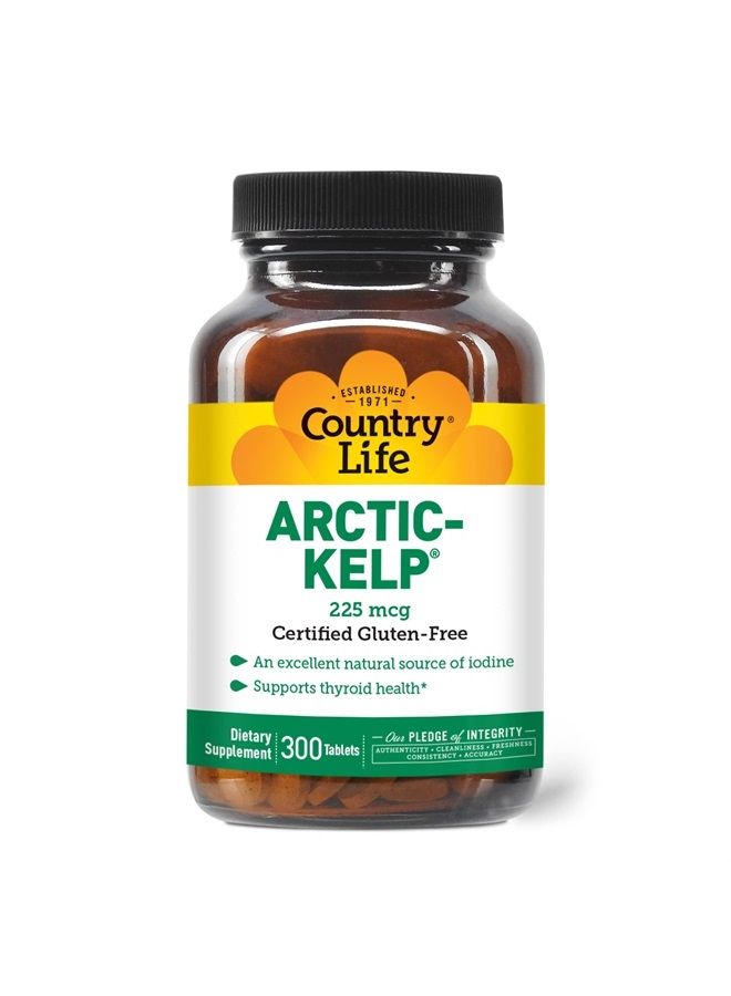 Arctic Kelp, Iodine Supplement for Thyroid Health Support, 300 Tablets, Certified Gluten Free, Certified Vegan