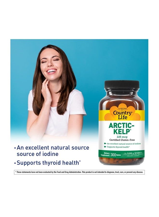 Arctic Kelp, Iodine Supplement for Thyroid Health Support, 300 Tablets, Certified Gluten Free, Certified Vegan