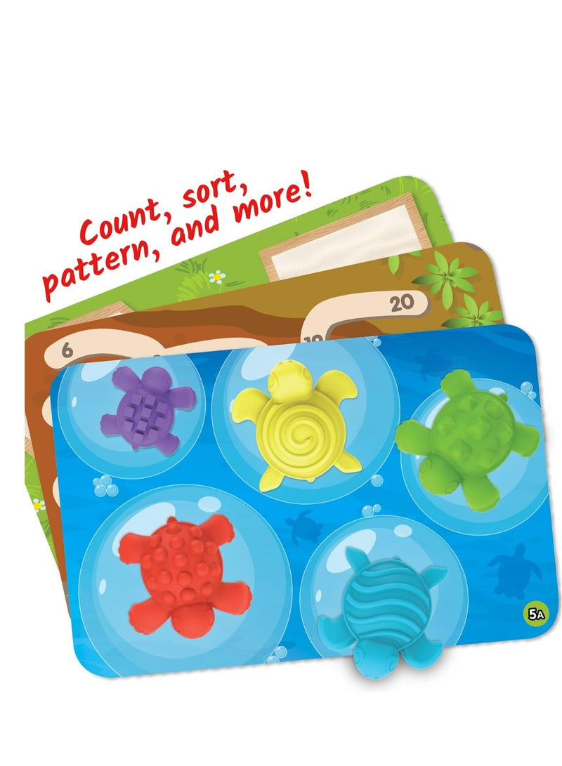 hand2mind Tactile Turtles Math Activity Set, Toddler Numbers and Counting, Math Counters for Kids, Color Sorting Toys, Sensory Turtle Game, Preschool Learning Activities, Montessori Math Materials