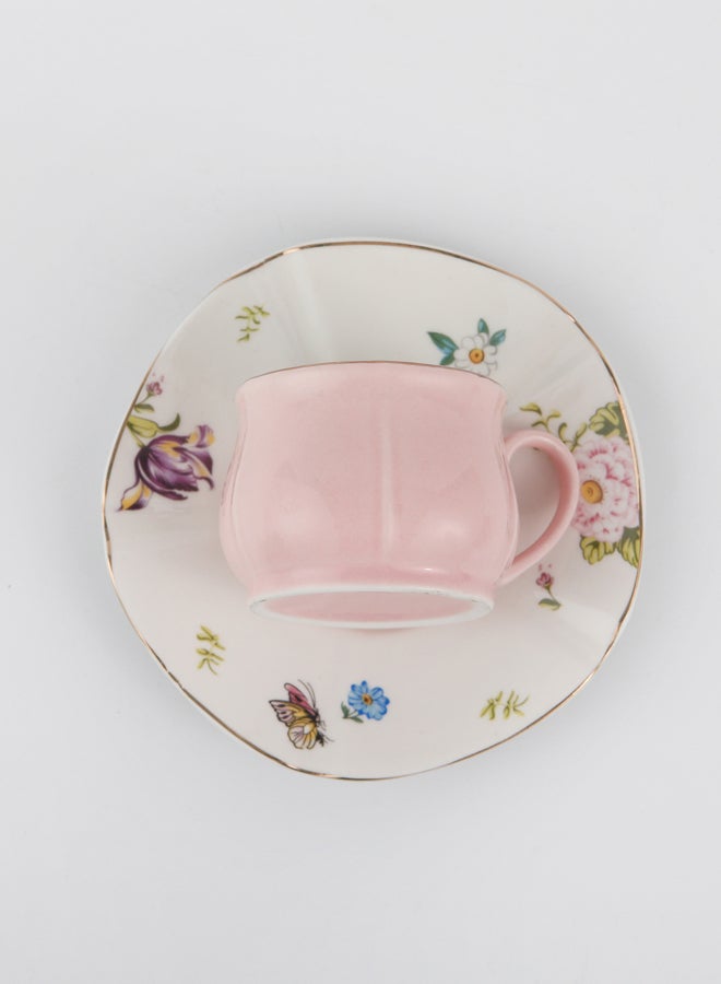 Ceramic Cup And Saucer Pink