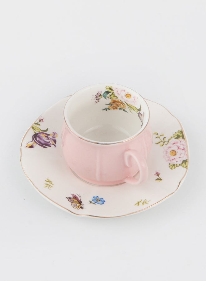Ceramic Cup And Saucer Pink