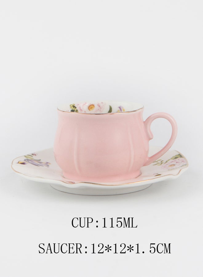 Ceramic Cup And Saucer Pink