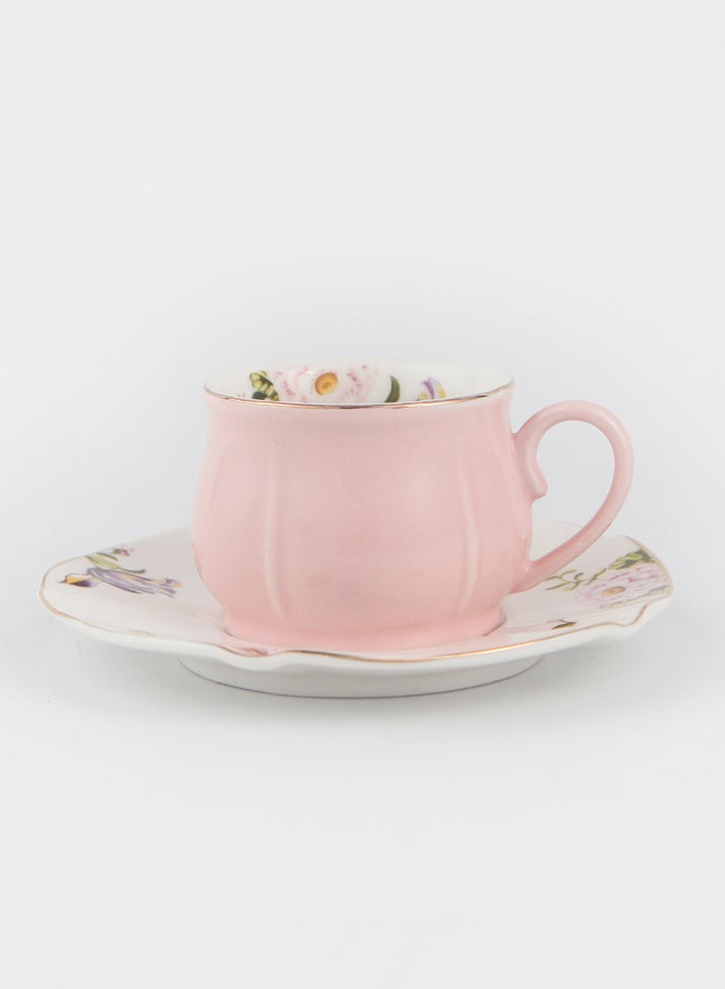 Ceramic Cup And Saucer Pink