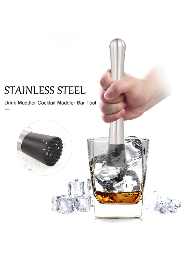 Stainless Steel Drink Muddler Silver/Black 20.1 x 3.2 x 3.2cm