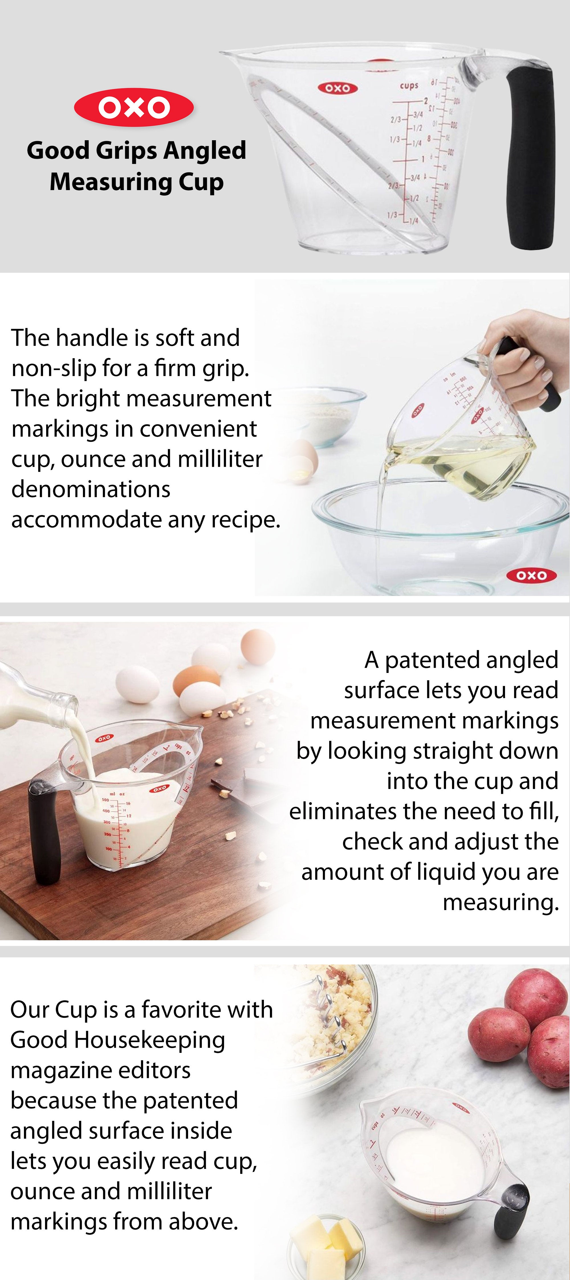 2 Cup Angled Measuring Cup Clear/Black/Red 10.16x10.16x17.78centimeter