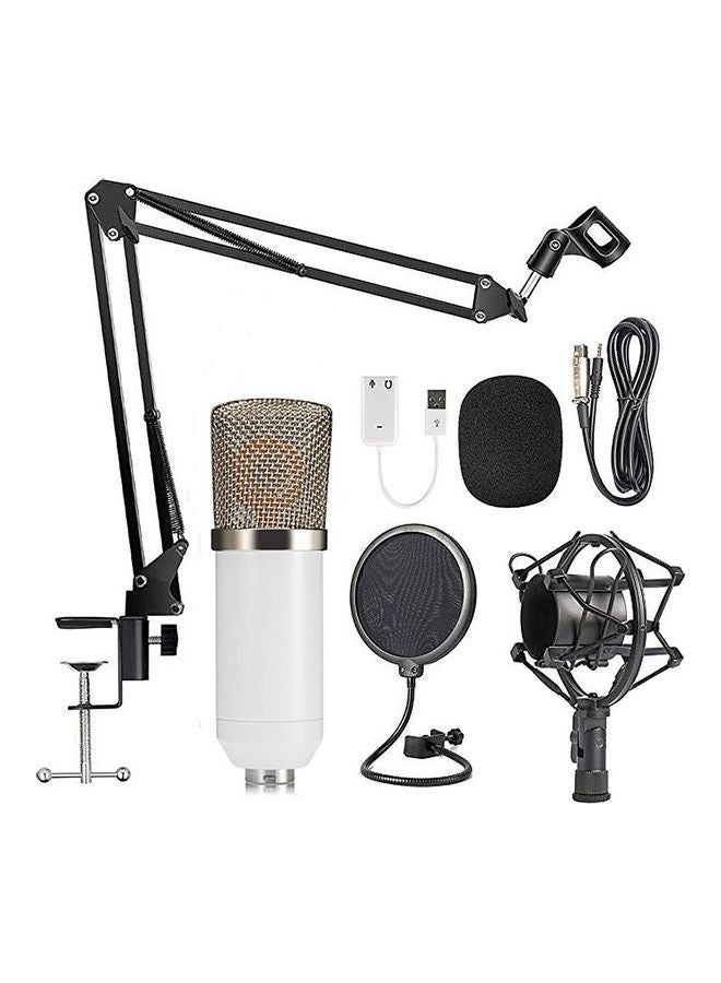 7-Piece USB Condenser Microphone And Tripod Kit BM700-White Black/White