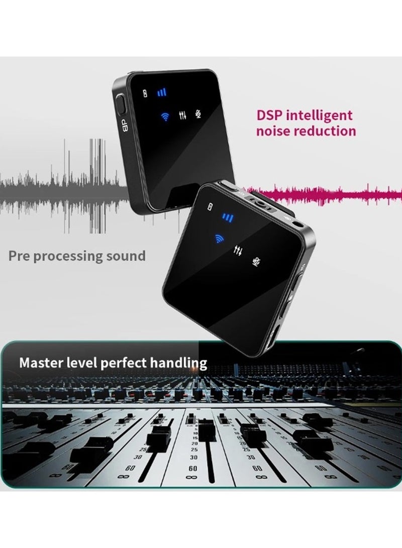 MII Dual Channel Wireless Microphone for Phone Lapel One Touch Noise Cancelling Microphone Mic with Charging Box Noise Reduction for Video Android IOS Camera laptop