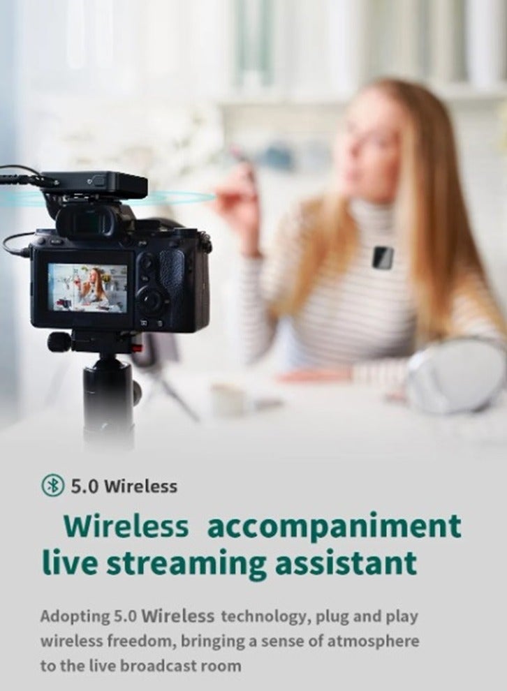 MII Dual Channel Wireless Microphone for Phone Lapel One Touch Noise Cancelling Microphone Mic with Charging Box Noise Reduction for Video Android IOS Camera laptop