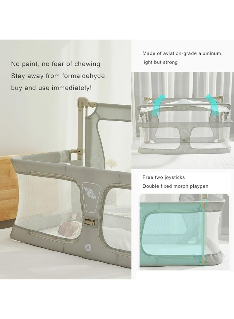 Baby Bed Folding Bed Newborn Folding Crib Folding Crib Bedside Sleeper Bedside Sleeper Joint Sleeper for Babies in Bed, Breathable and Visible, Mesh Window Soft Washable